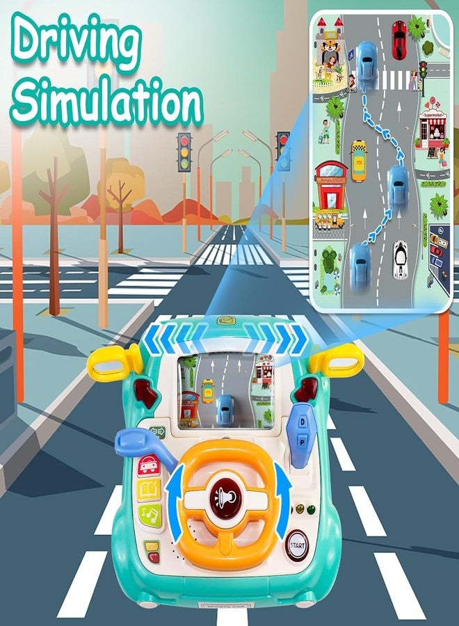 Slipps Kids Steering Wheel Toy Musical Baby Car Toddlers Interactive Learning Simulation Driving Car Seat Pretend Play Develops Fine Motor Skills for 1 2 3 Years Old Baby Boys Girls (Blue) - Image 2